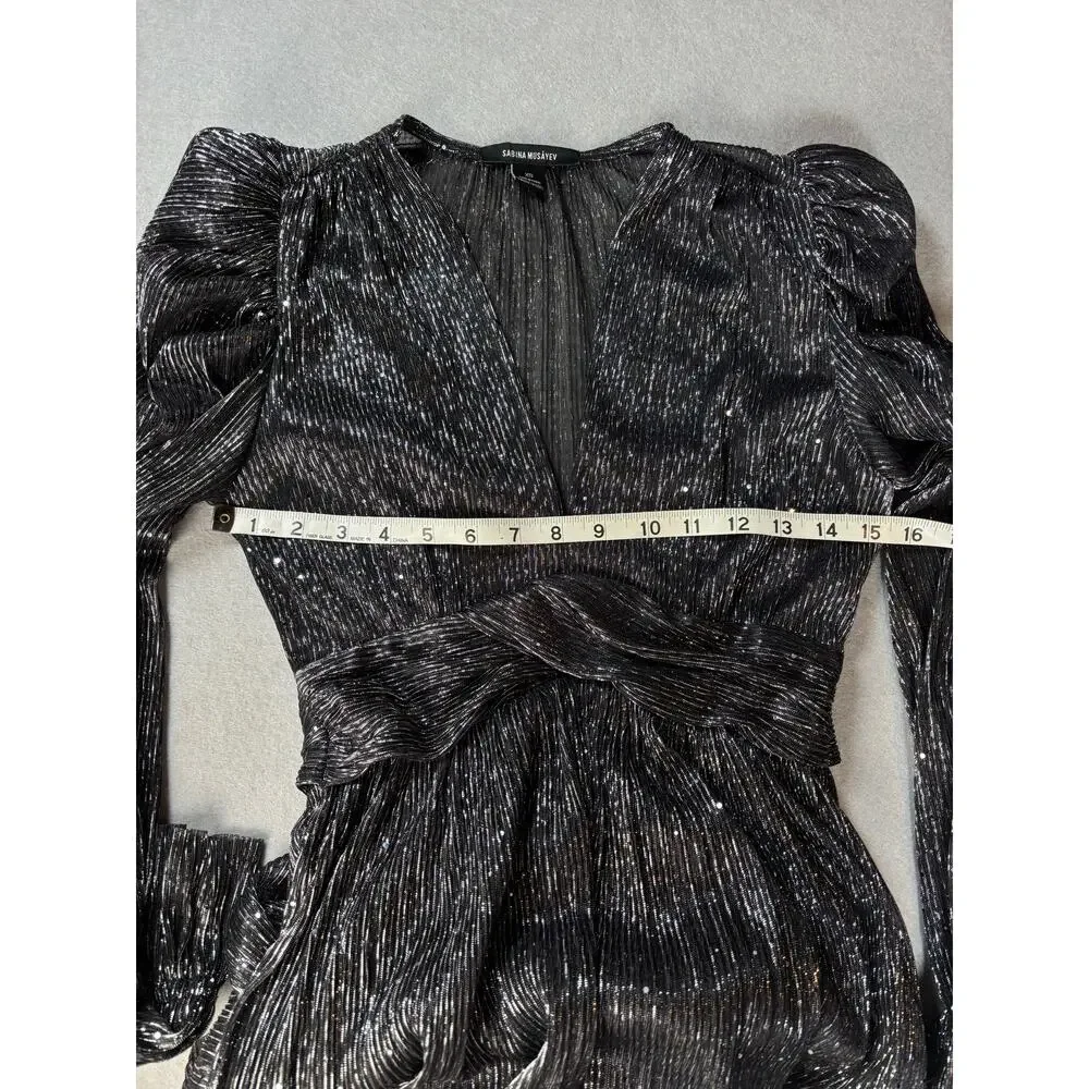 Sabina Musayev Women's Black Marais Semi-Sheer Midi‎ Dress X-Small Holiday NYE